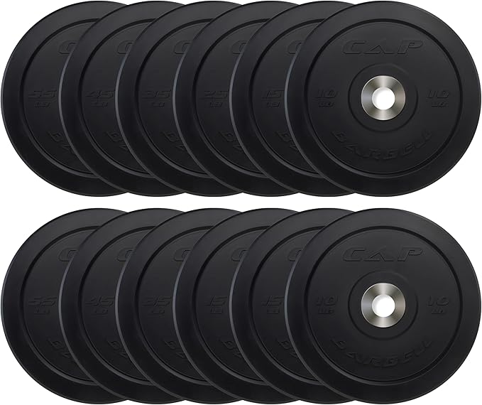 CAP Barbell 2-Inch 370 lb. Olympic Bumper Plate Weight Set | 100-370 lbs | Multiple Options