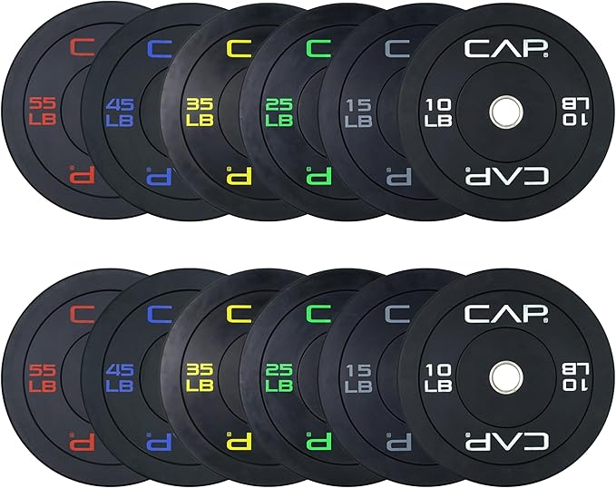 370 lb. Set CAP Barbell 2-Inch Olympic Bumper Plate Weight Set | 100-370 lbs | Multiple Options