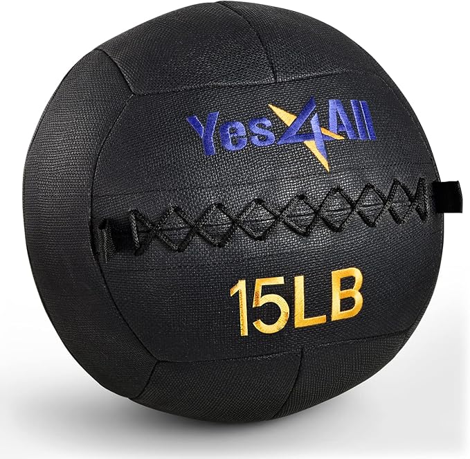 Yes4All 15lb Wall Ball – Soft Weighted Medicine Ball for Functional Fitness
