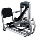Precor Discovery Series Selectorized Leg Press with its distinctive oversized foot plate and weight stack tower.