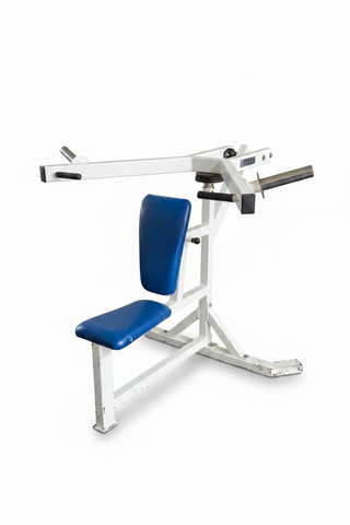 BFS Plate Loaded Shoulder Press with 11-gauge structural steel frame and iso-lateral leverage arms, 