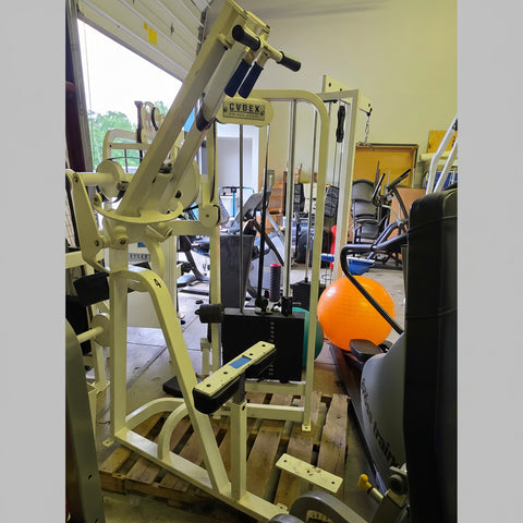 Cybex VR2 Lat Pulldown 4515-331 with diverging path arms and white frame, Lancaster PA