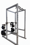 Elite Pro Fitness commercial power rack with multi-grip chin-up bar and Westside hole spacing, 