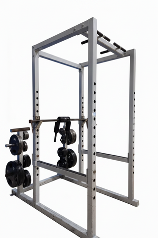 Elite Pro Fitness commercial power rack with multi-grip chin-up bar and Westside hole spacing, 