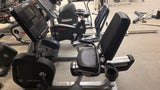 Detailed close-up of the Life Fitness Integrity X console displaying a crisp 7-inch touchscreen layout, workout telemetry, and Bluetooth connectivity icons.