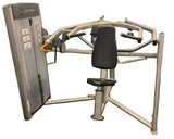 Front view of the Life Fitness Optima Series Multi-Press OPMP, a commercial selectorized machine for chest and shoulder exercises.