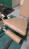 Magnum leg extension with counterbalanced arm and Olympic plate horns