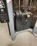 Close-up of converging press arms on Matrix Aura G3-S13 chest press machine