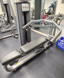 Detailed view of the dual-hand grips and step-by-step exercise instruction placard on the Paramount Multi-Press FS-54.