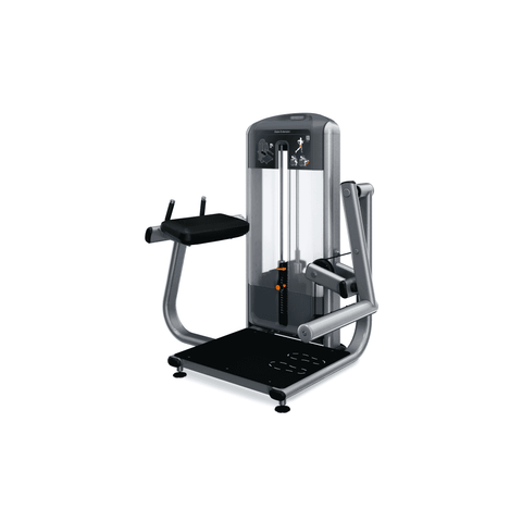 Front view of the Precor Discovery Glute Extension (DSL0618) – Commercial Strength machine showing the low-profile frame and stabilization handles.