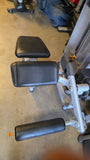 Detail of the adjustable four-bar linkage ankle roller on the Precor Discovery Prone Leg Curl (DSL0606) – Isolate the Hamstrings.