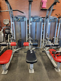 Detail view of the high and low pulley cable system on the C026ES model, allowing for quick transitions between back exercises.
