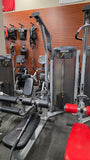The oversized, non-slip footplate platform used for stability and proper body alignment during the seated row exercise.