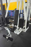 Promaxima multi press station on 4-stack multi station for chest press, incline press, and shoulder press exercises