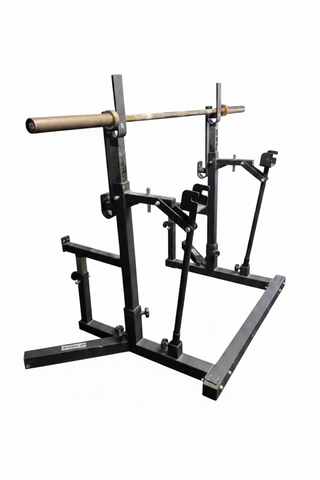 Titan Fitness R400902 Competition Squat Rack Stands with roller J-hooks and lever spotter arms, IPF-standard