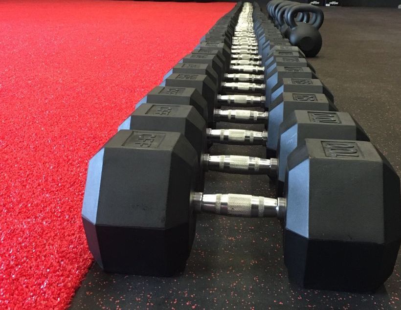 CFF 22.5 lb Rubber Hex Dumbbell Pair | In Stock