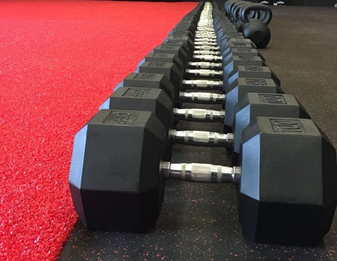 CFF 22.5 lb Rubber Hex Dumbbell Pair | In Stock