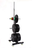 CFF vertical bumper plate storage rack and Olympic bar rack